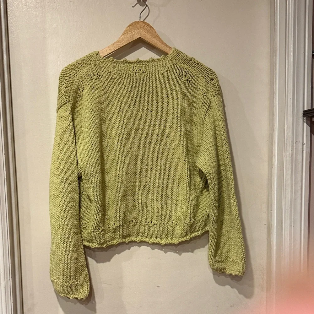 Cute cotton Knit Cardigan in light Green: one size - Picture 4 of 4